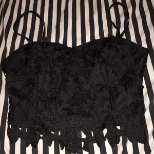 Ariana Grande Lipsy Black Lace Crop Top